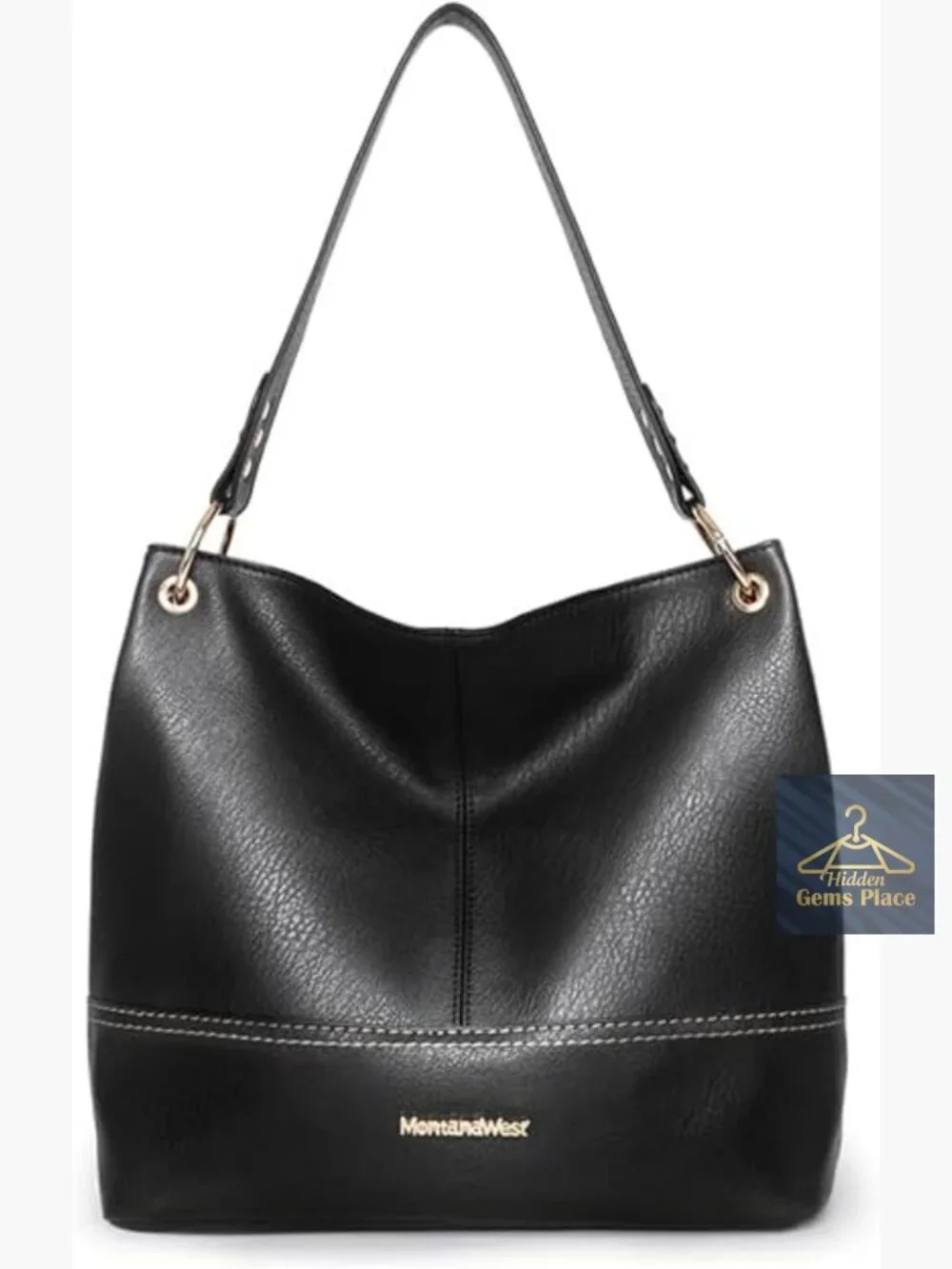 Large Hobo Bag with Back Pocket Vegan Leather Shoulder Purse